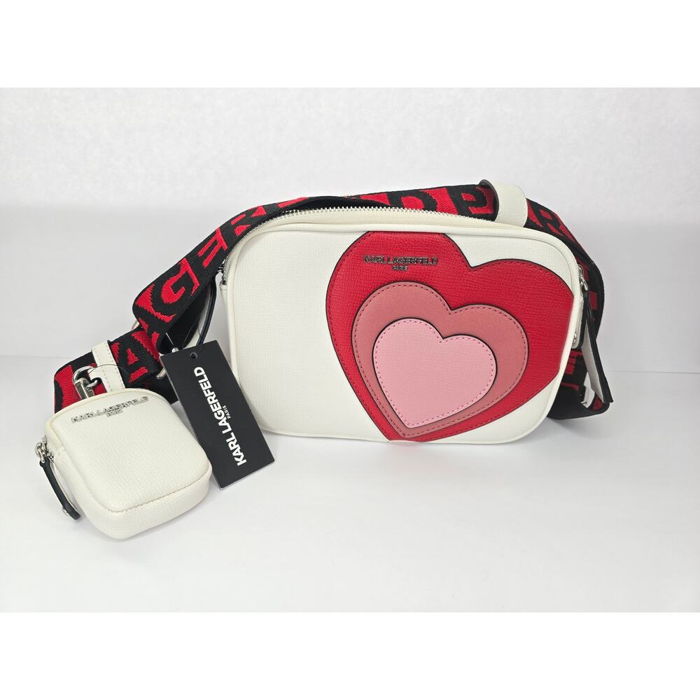 Karl Lagerfeld Paris Maybelle Heart Double Zip Crossbody Bag